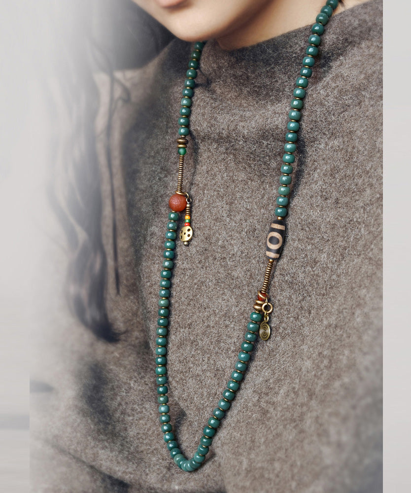 Lattanzia - Collana Bracciale Bodhi Nappine Verde Vintage Donna