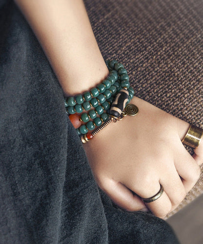 Lattanzia - Collana Bracciale Bodhi Nappine Verde Vintage Donna