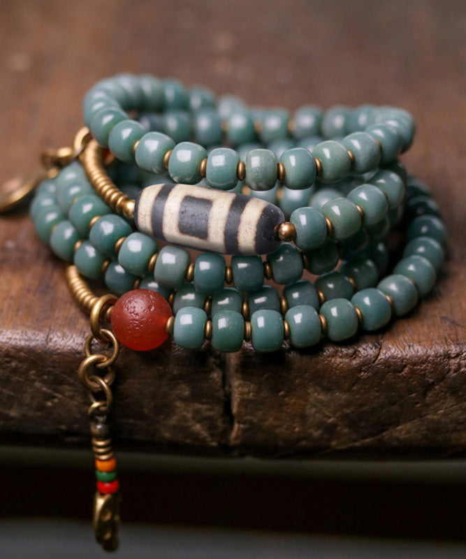 Lattanzia - Collana Bracciale Bodhi Nappine Verde Vintage Donna