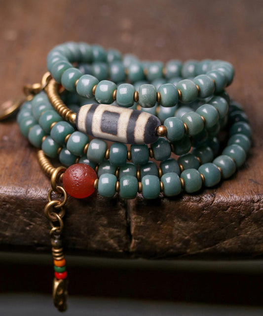 Lattanzia - Collana Bracciale Bodhi Nappine Verde Vintage Donna