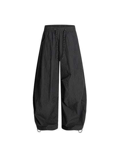 Pietrina - Pantaloni Wide Leg Barrel Plissé Vita Coulisse