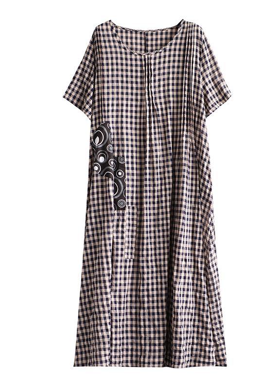 Giulia - Abito Patchwork Nero Plaid Estivo Elegante