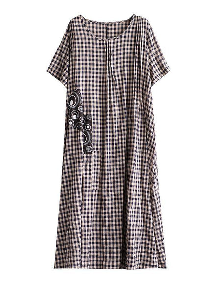 Giulia - Abito Patchwork Nero Plaid Estivo Elegante