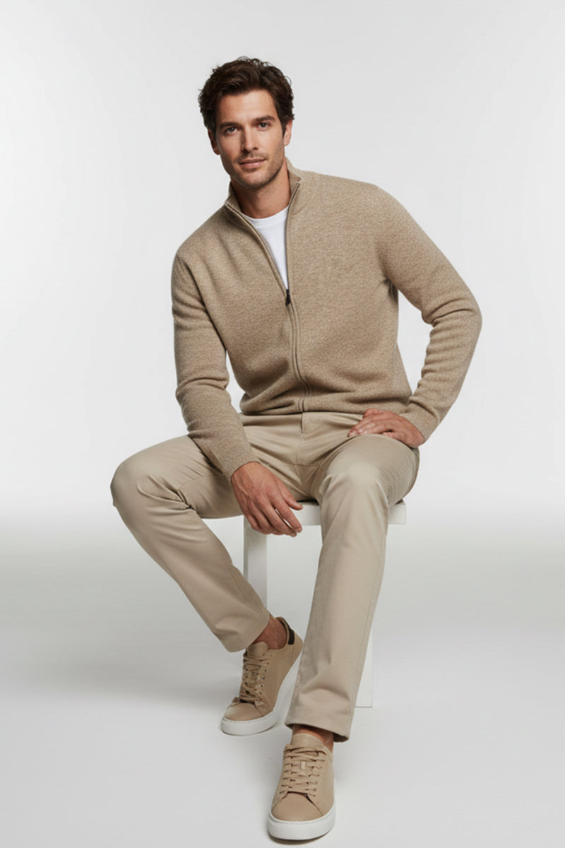 Raniero - Maglia Uomo Con Zip Beige Elegante