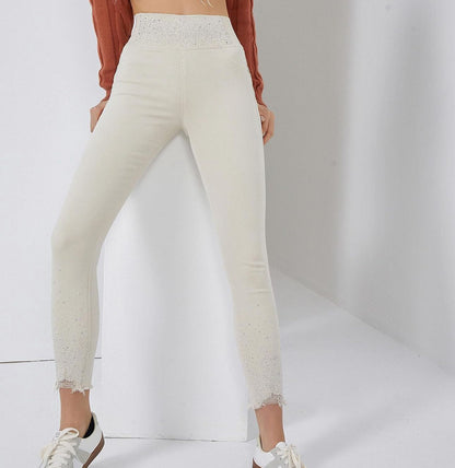 Juna - Jeggings skinny push up donna con strass