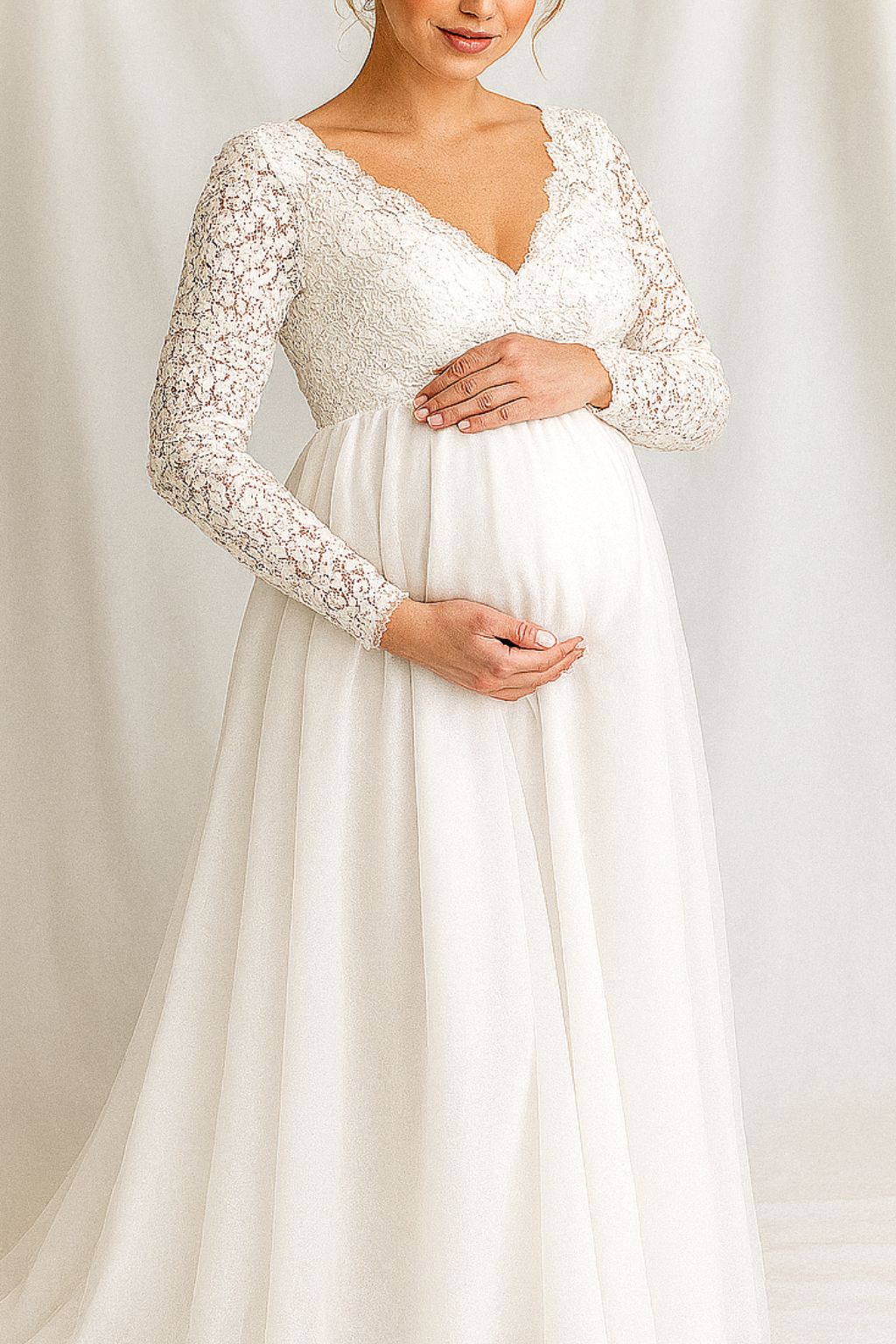 Elaina – Abito Premaman Lungo in Pizzo Elegante