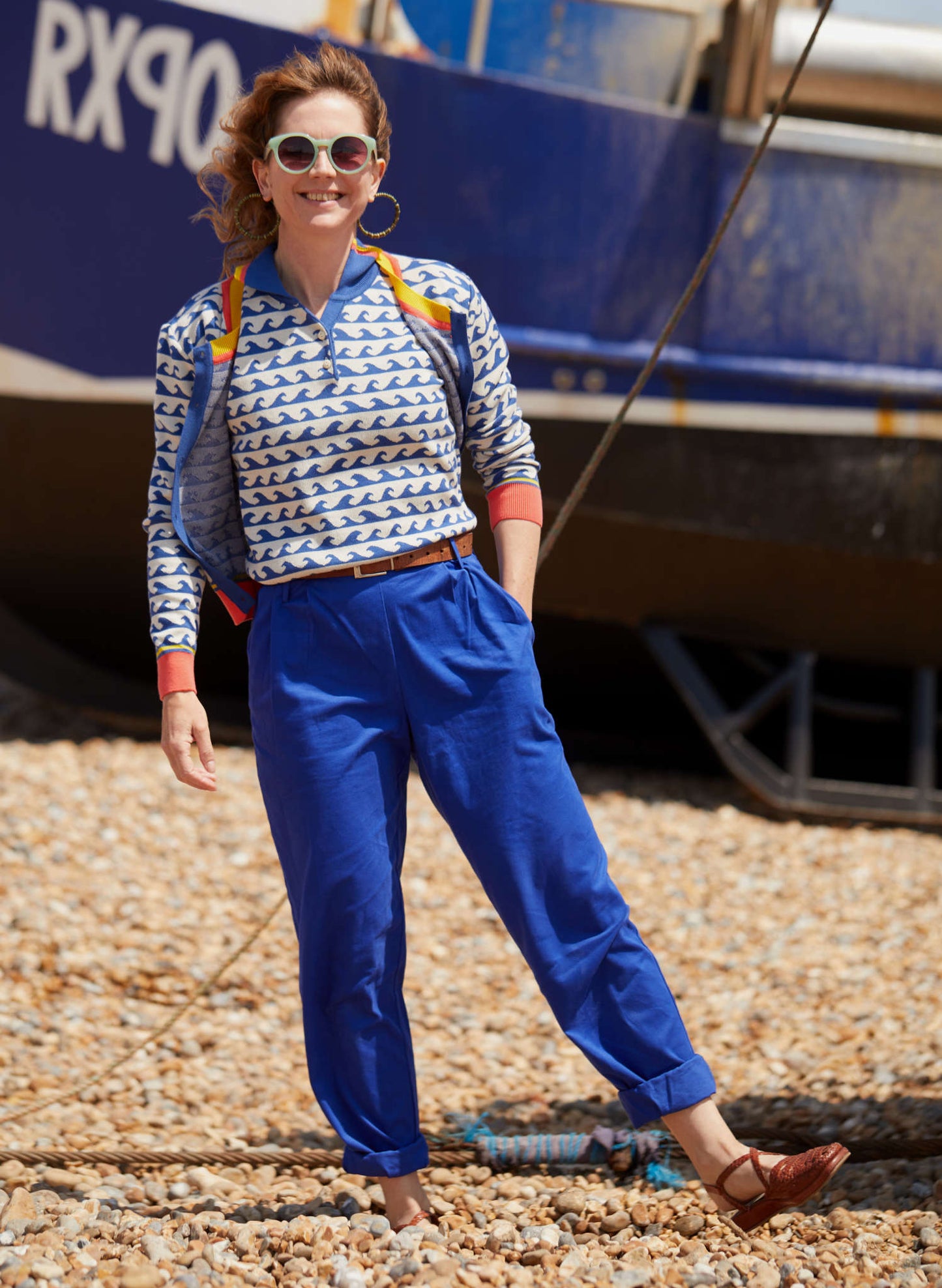 Rosaria - Pantaloni Wilma Donna Blu Cobalto Eleganti Moderni