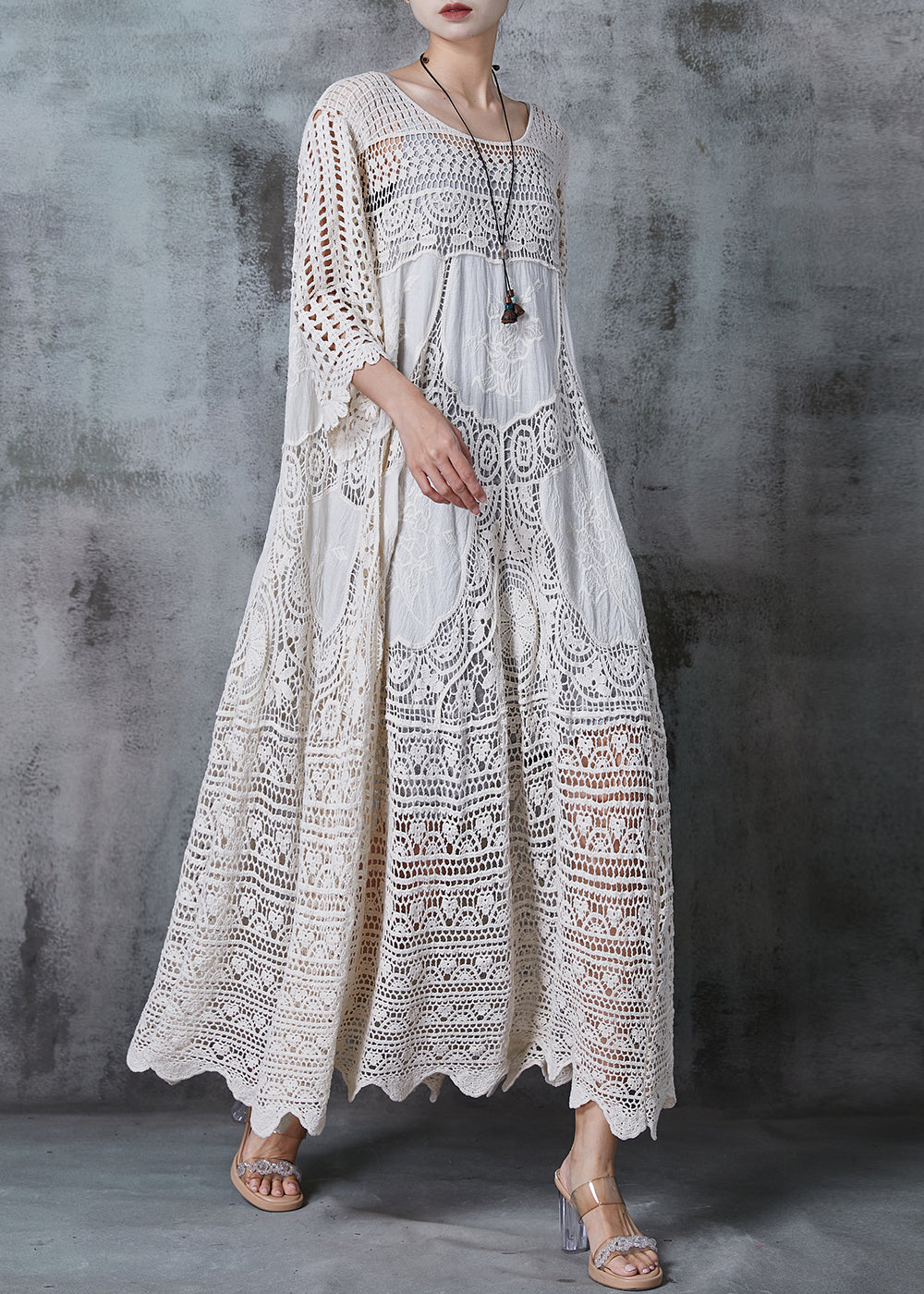 Aurora - Abito Lungo Bianco Oversize Elegante Estivo