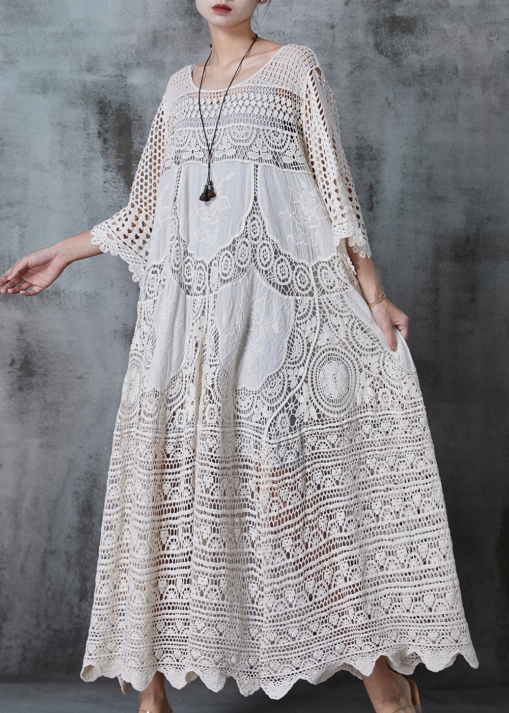 Aurora - Abito Lungo Bianco Oversize Elegante Estivo