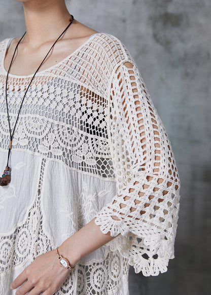 Aurora - Abito Lungo Bianco Oversize Elegante Estivo