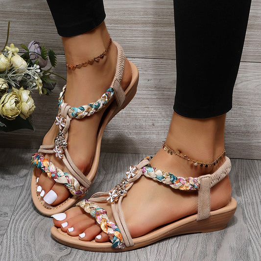Yvette - Sandali bohémien colorati in stile vintage - Beige