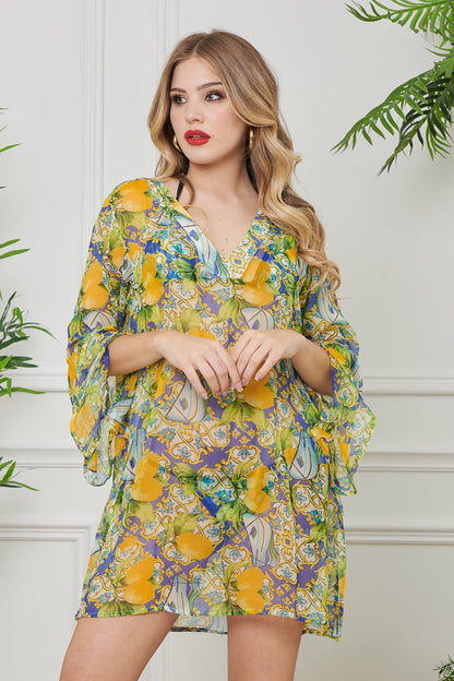 Hortensia – Caftano Estivo Leggero E Fluido Dalla Linea Raffinata
