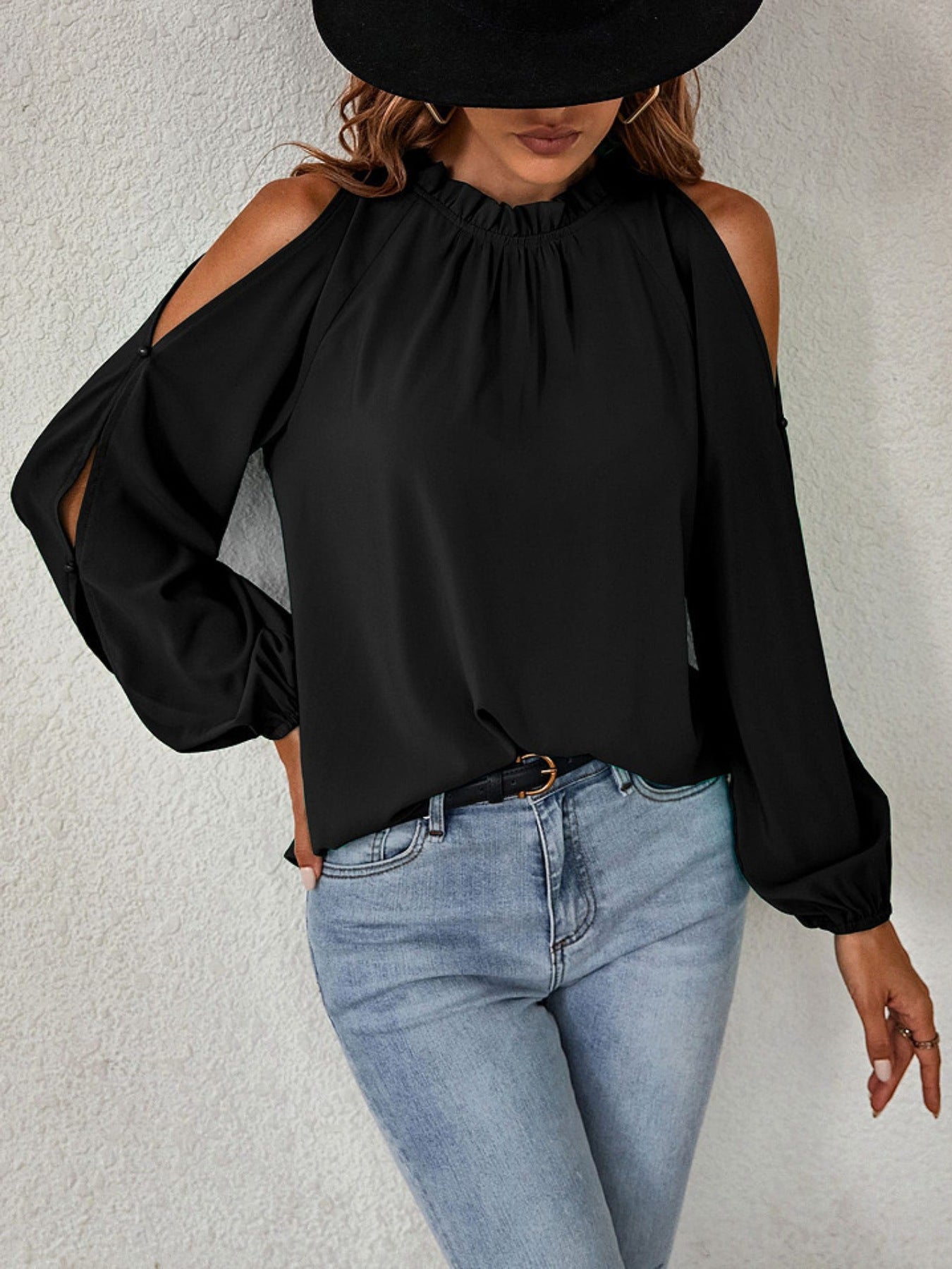 Miriam - Blusa Collo Volant Spalle Scoperte Donna Elegante