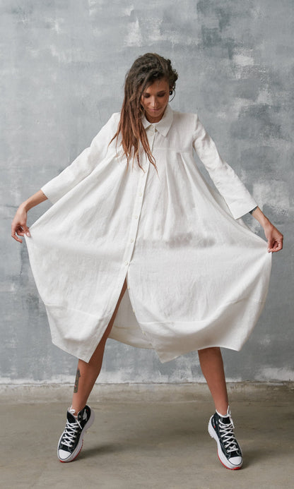 Quinara - Abito Camicia Cocoon Donna Naturale Fresco Moderno