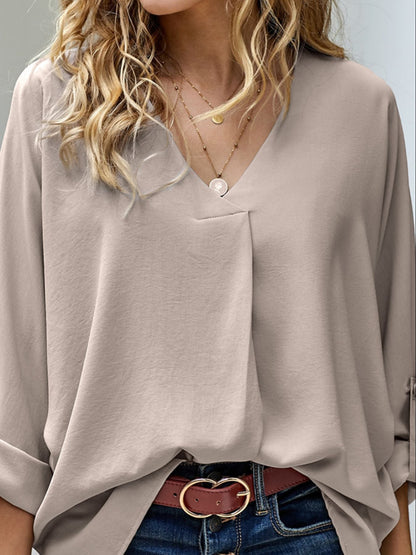 Letizia - Blusa Elegante Scollo V Maniche Lunghe Donna