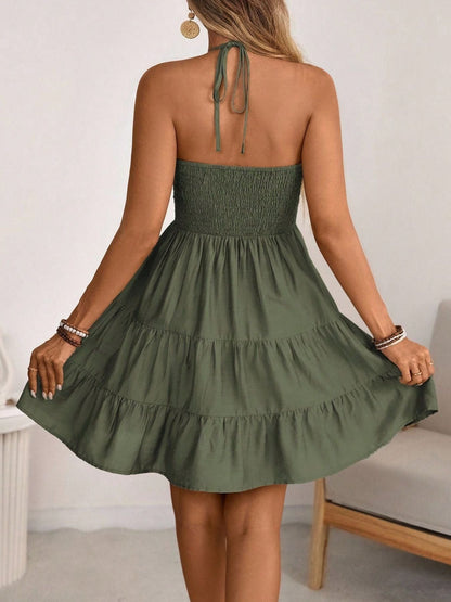 Kostantina - Abito Donna Halter Neck Arricciato Volant Chic