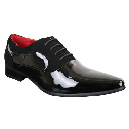 Marcello – Scarpe Uomo Vernice e Camoscio Lucido con Lacci Design Italiano