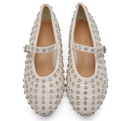 Tiziana – Sandali ballerine donna borchie strass cinturino