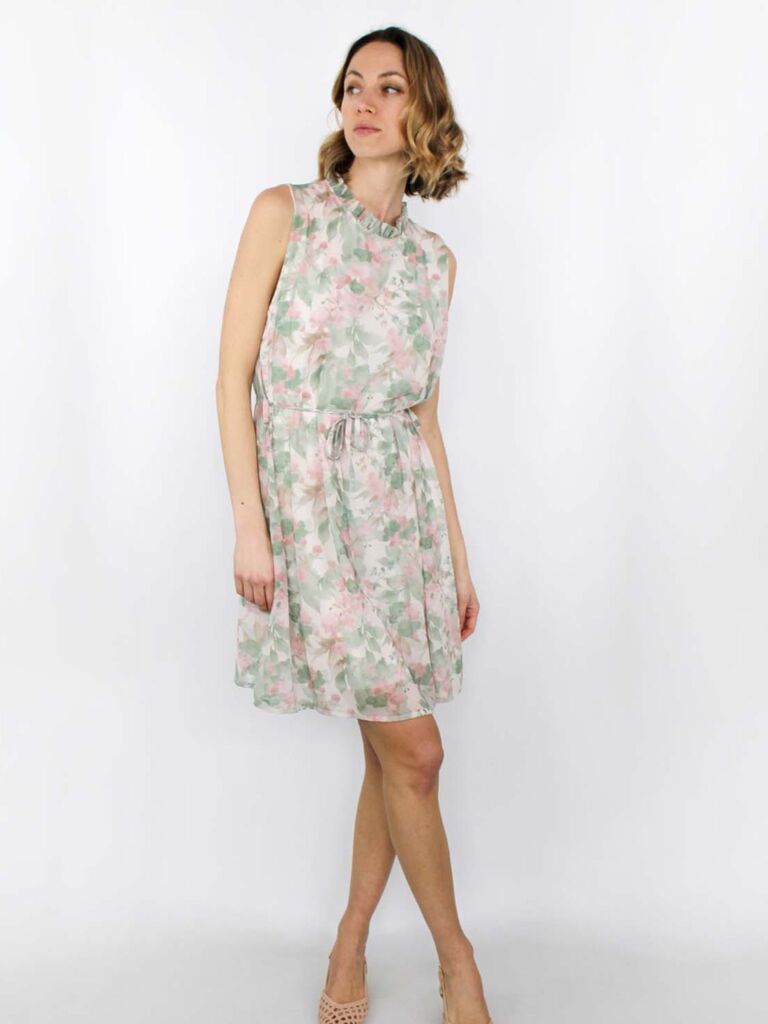 Quintella - Abito Corto Smanicato Donna Fantasia Moderno Femminile