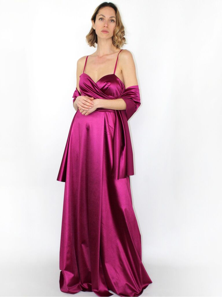 Quintina - Abito in Raso Donna con Stola Elegante Luminoso