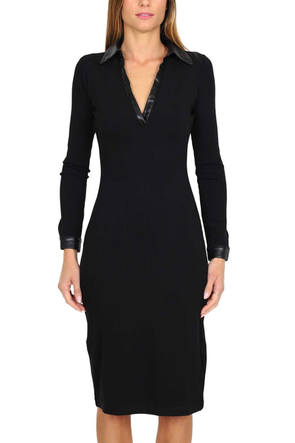 Kendall - Abito Longuette Donna Nero Collo Camicia