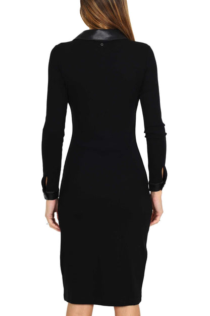 Kendall - Abito Longuette Donna Nero Collo Camicia