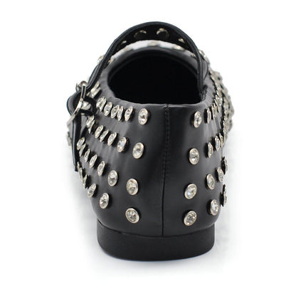 Tiziana – Sandali ballerine donna borchie strass cinturino
