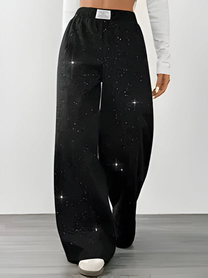 Felicita – Pantaloni Casual Con Fantasia Galassia E Gamba Larga