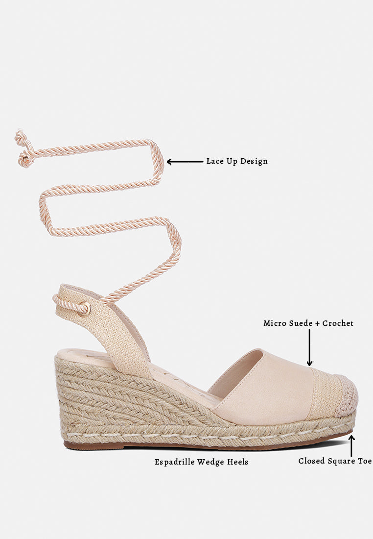 Agata - Aiden Lace-Up Crochet Espadrilles