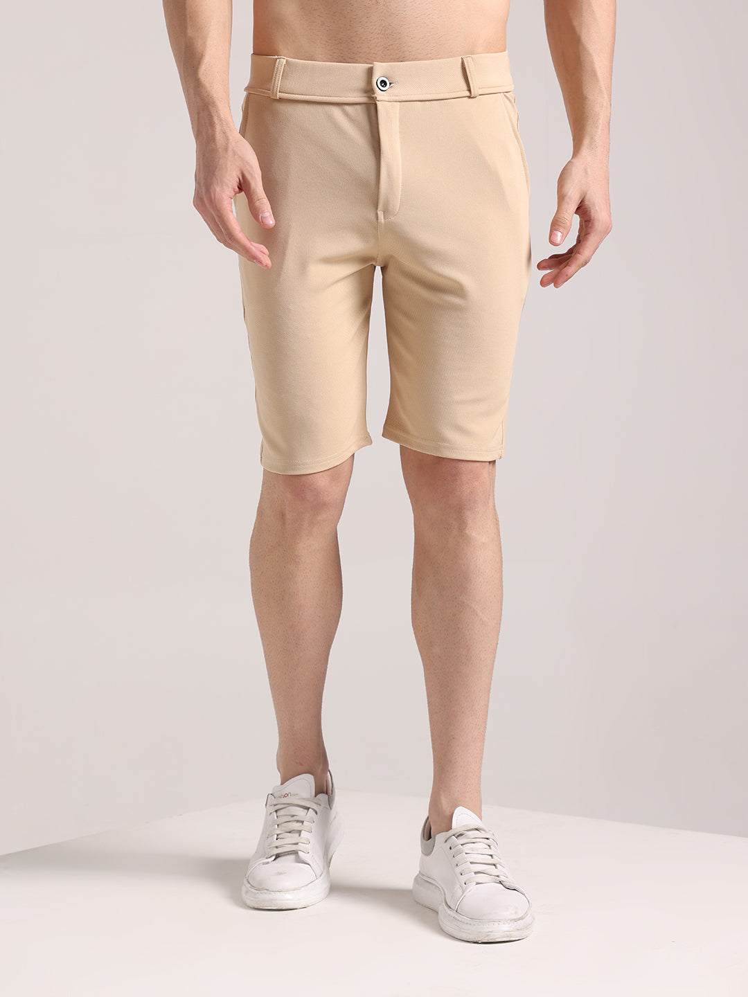 Dario - Pantaloncini Chino Crema Elasticizzati Uomo