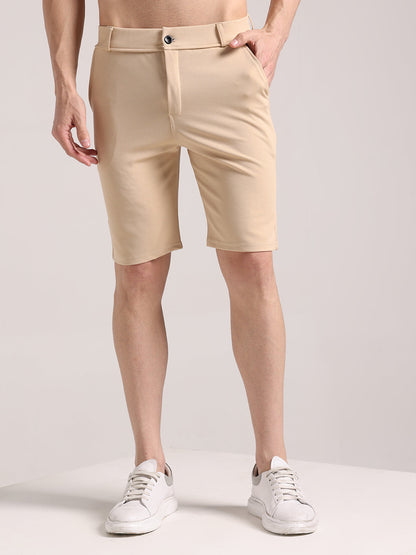 Dario - Pantaloncini Chino Crema Elasticizzati Uomo
