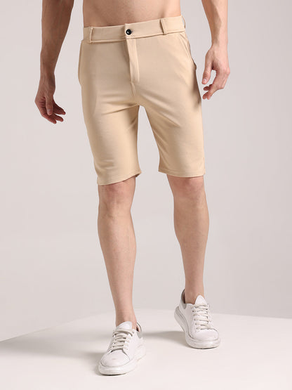 Dario - Pantaloncini Chino Crema Elasticizzati Uomo