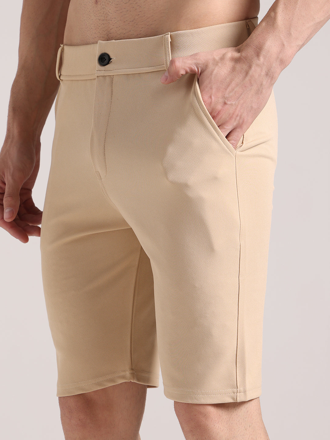Dario - Pantaloncini Chino Crema Elasticizzati Uomo