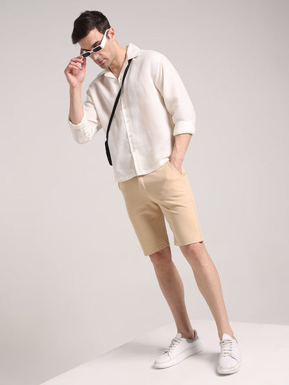 Dario - Pantaloncini Chino Crema Elasticizzati Uomo