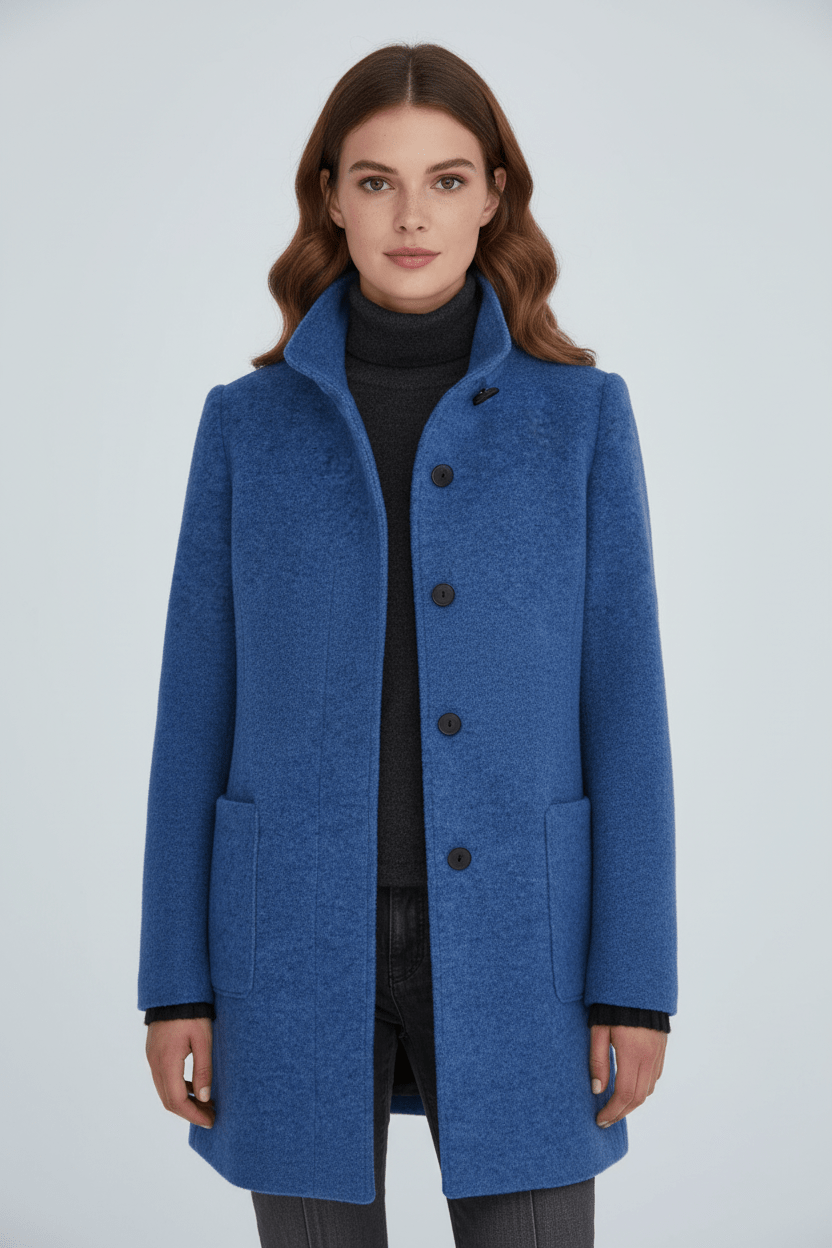 Silvia – Cappotto Strutturato Con Collo Alto E Abbottonatura Frontale