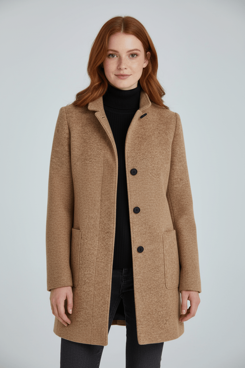 Silvia – Cappotto Strutturato Con Collo Alto E Abbottonatura Frontale
