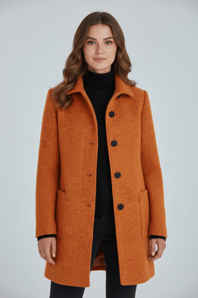 Silvia – Cappotto Strutturato Con Collo Alto E Abbottonatura Frontale