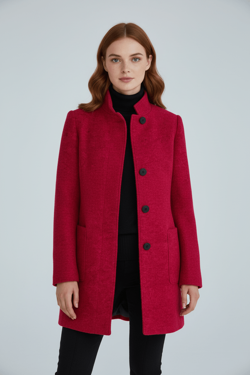 Silvia – Cappotto Strutturato Con Collo Alto E Abbottonatura Frontale