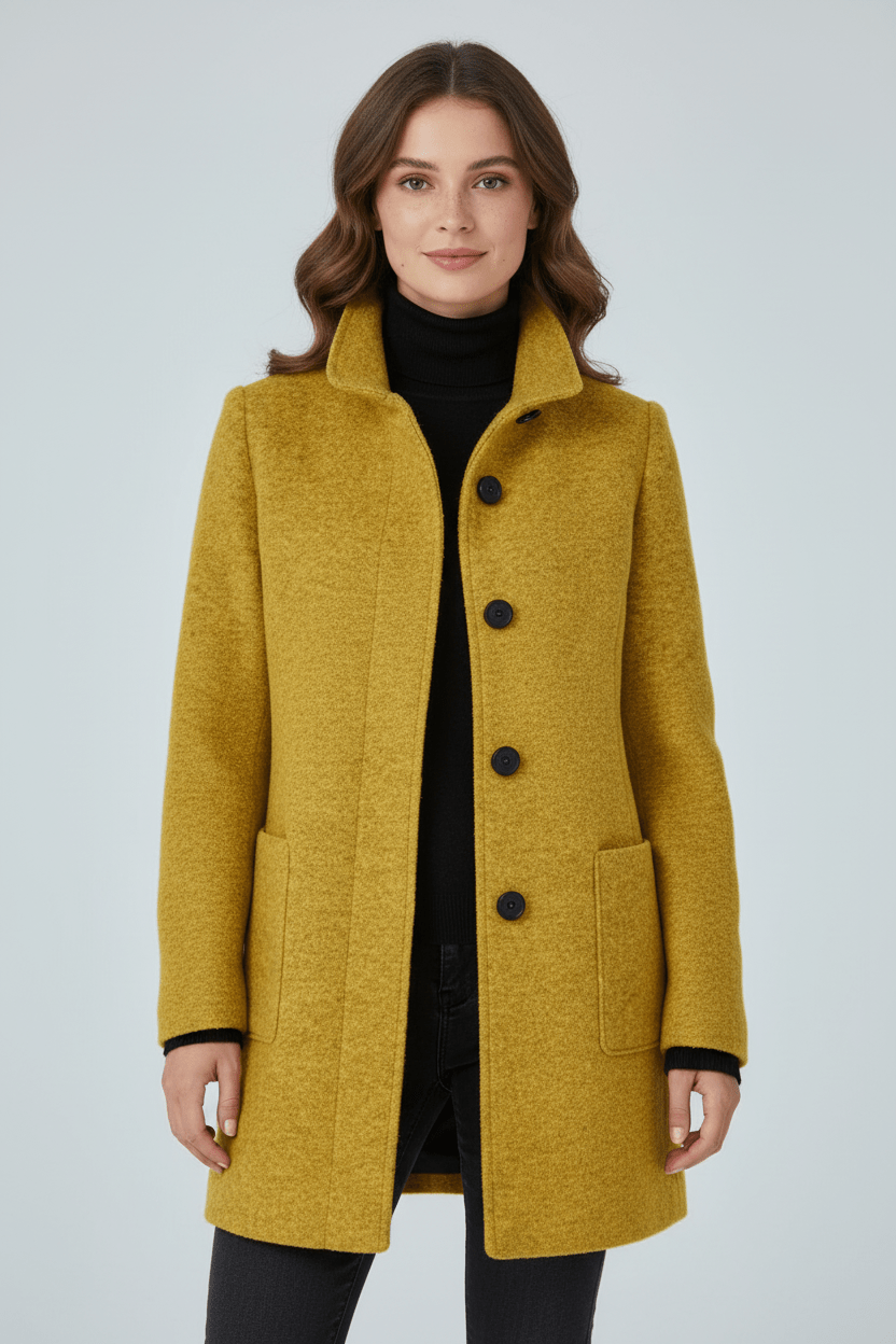 Silvia – Cappotto Strutturato Con Collo Alto E Abbottonatura Frontale