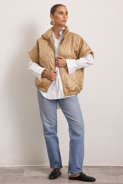 Adrianna - Maglia Collo Alto Manica Corta Elegante