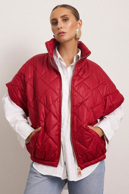 Adrianna - Maglia Collo Alto Manica Corta Elegante