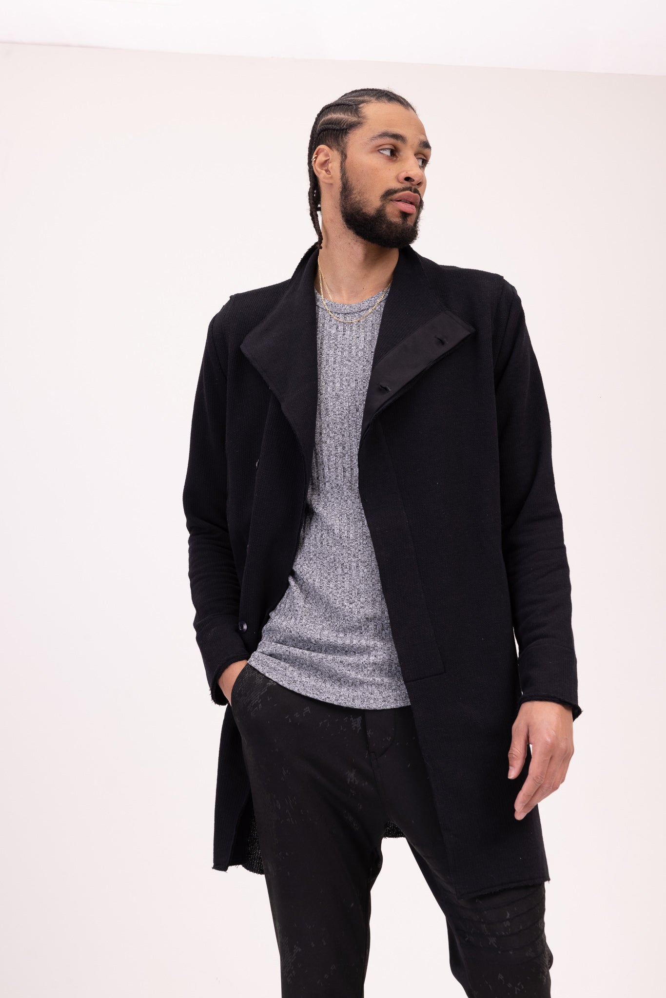 Lucio - Cardigan Asimmetrico Uomo Nero Stile