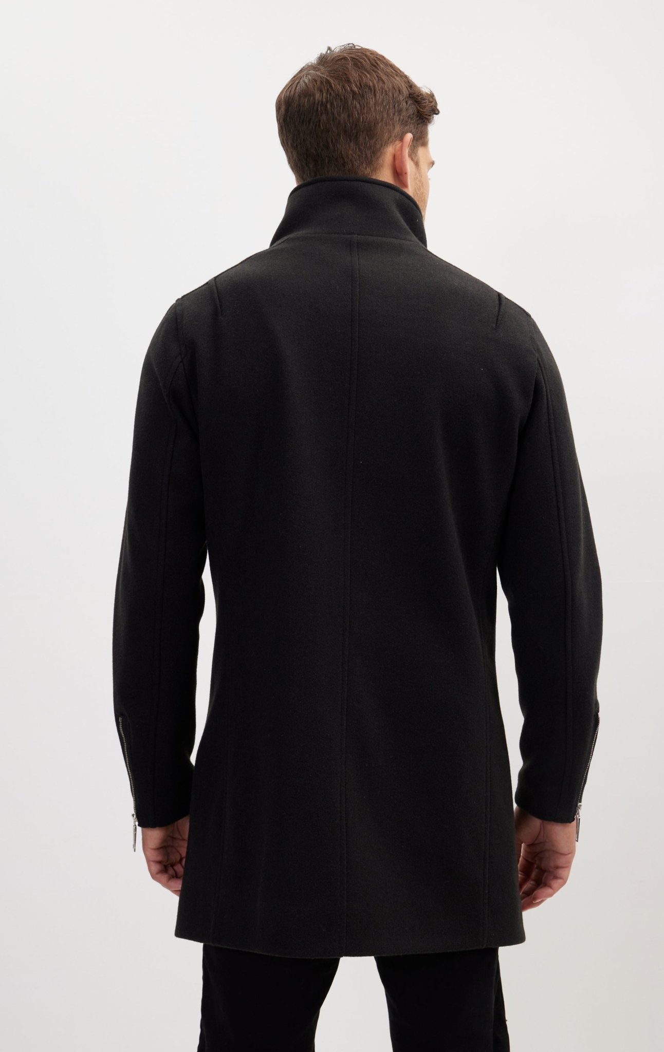 Lando - Cappotto Uomo Zip Asimmetrica Nero Moderno