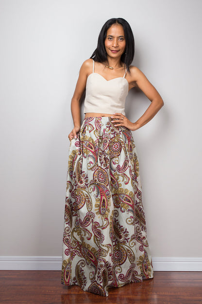 Marmisia – Gonna Maxi Boho con Stampa Paisley Estiva