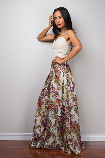 Marmisia – Gonna Maxi Boho con Stampa Paisley Estiva
