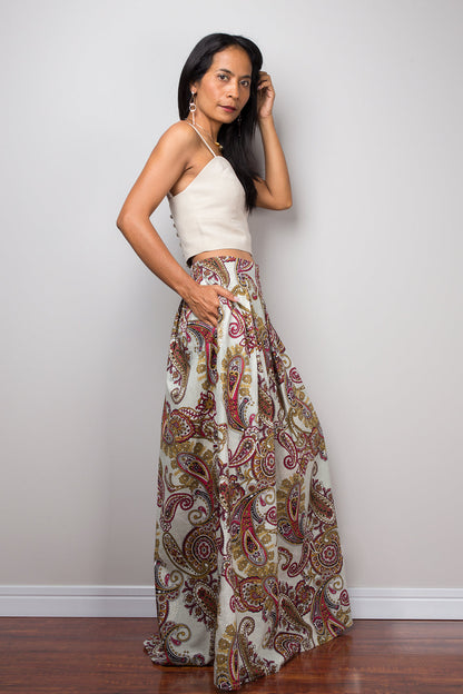 Marmisia – Gonna Maxi Boho con Stampa Paisley Estiva