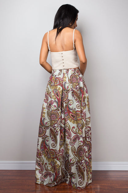 Marmisia – Gonna Maxi Boho con Stampa Paisley Estiva