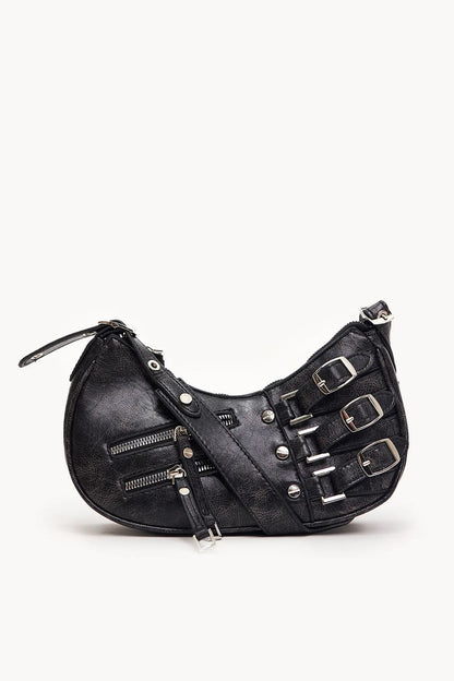 Debora – Borsa Modello Baguette Con Fibbie Decorative E Chiusura Zip