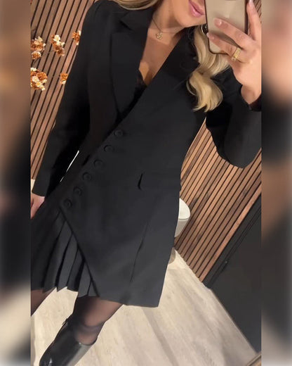 Marcella - Abito Blazer Donna Maniche Lunghe Plissé Elegante