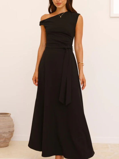 Mariangela - Maxi Dress Monospalla Laccio Vita Donna Elegante